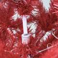 A vibrant red 6 foot articulated fir christmas tree with led lights and white plastic central support structure