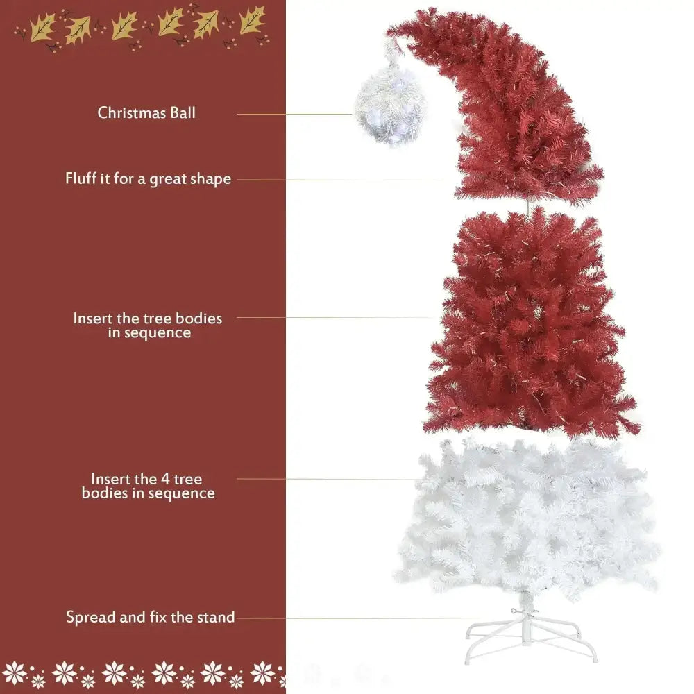 6 foot articulated fir artificial christmas tree with vibrant red and white fluffy textured finish and led lights