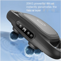 Black and gray 6-head massage gun deep body massager with digital display and control buttons for muscle recovery settings