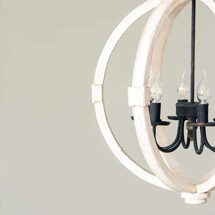 6 - Light Wood Chandelier With Adjustable Chain For Kitchen, Dining Hall Entrance, Bulb Not Included - Royalessencelux