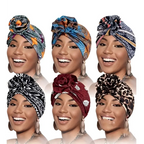 Six pack vibrant printed headband elastic set featuring floral leopard print and solid maroon patterns in bright colors