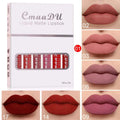 Cmaadu 6 piece matte waterproof lipstick set with six red-tinted tubes in shades from soft rose to deep burgundy for long lasting wear