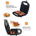 Black sokany brand 750w high-power 6 slot non stick sausage frying machine with handle for easy opening