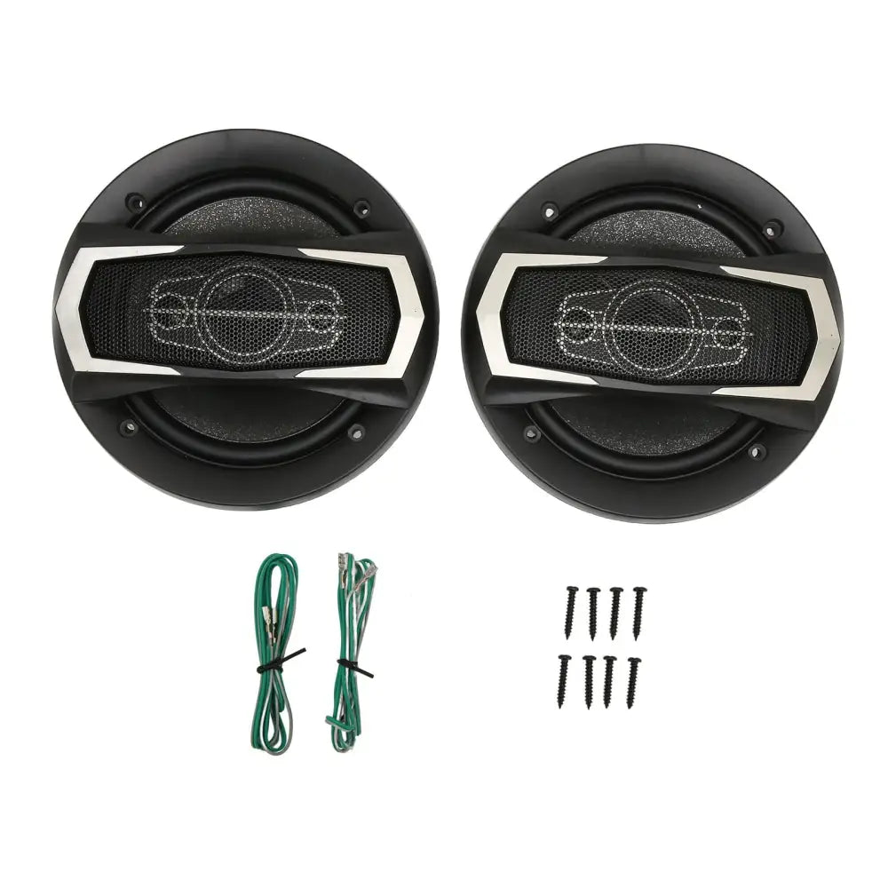 Black and silver 6 inch coaxial car speakers with mesh grille design for enhanced audio performance in vehicles