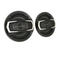 Black and silver 6 inch coaxial car speakers with mesh grille featuring a sleek modern design for high power audio