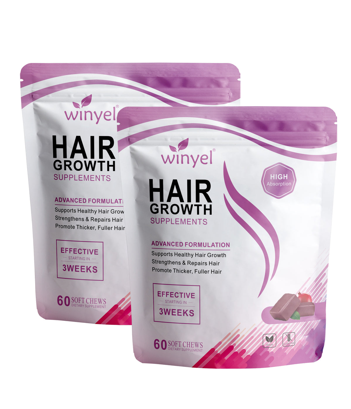 WINYEL mixed berry hair vitamin soft chewables with biotin, 60 count – view 5