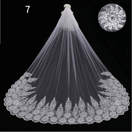 Bridal Wedding Dress Long Tail Luxury Super Fairy Wedding Veil - Royalessencelux