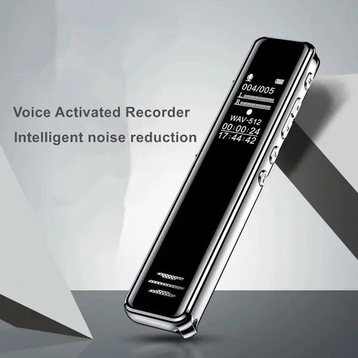 silver and black professional recording pen with a sleek metallic finish and noise reduction feature designed for professional recording use