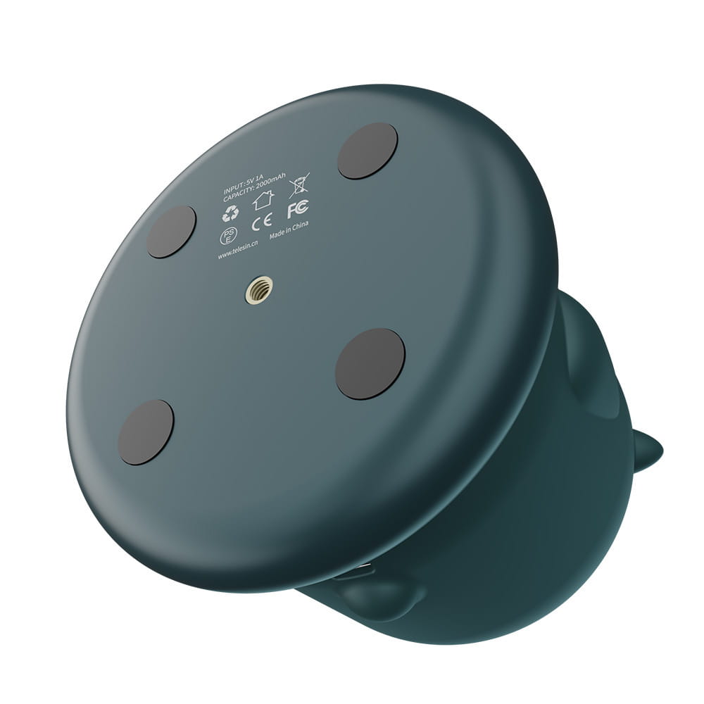 dark teal matte-finish wireless charging pad with four circular magnetic pads and central gold-colored port for the teal owl gimbal ai face recognition intelligent follow-up device.