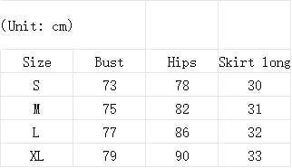 the size chart for the white star bow bikini swimsuit women’s three-piece suit displays bust hips and skirt length measurements in centimeters for sizes s through xl.