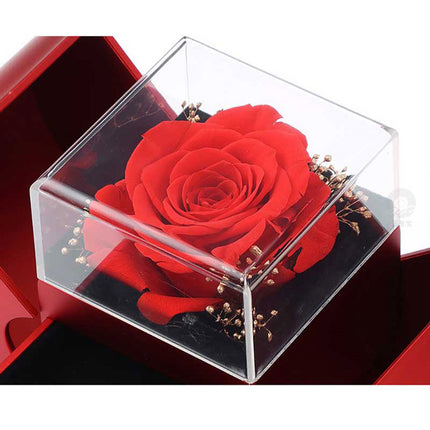 Fashion Jewelry Box Red Apple Christmas Gift Necklace Eternal Rose For Girl Mother's Day Valentine's Day Gifts With Artificial Flower Rose Flower Jewelry Box - Royalessencelux