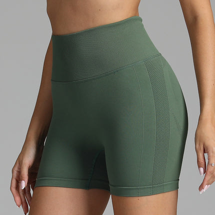 Seamless Yoga Shorts Women Solid Color High Waist Hip-lifting Fitness Pants Running Sweatpants - Royalessencelux