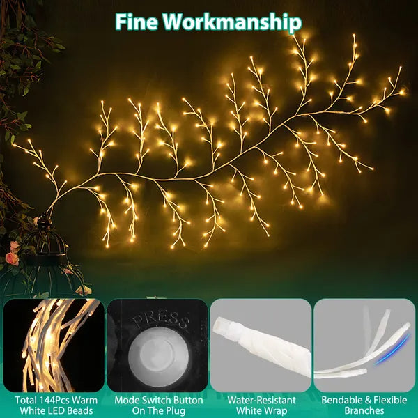Lighted Birch Twig Garland 7.9ft - 144 LED Warm White with Remote, Timer & 8 Modes