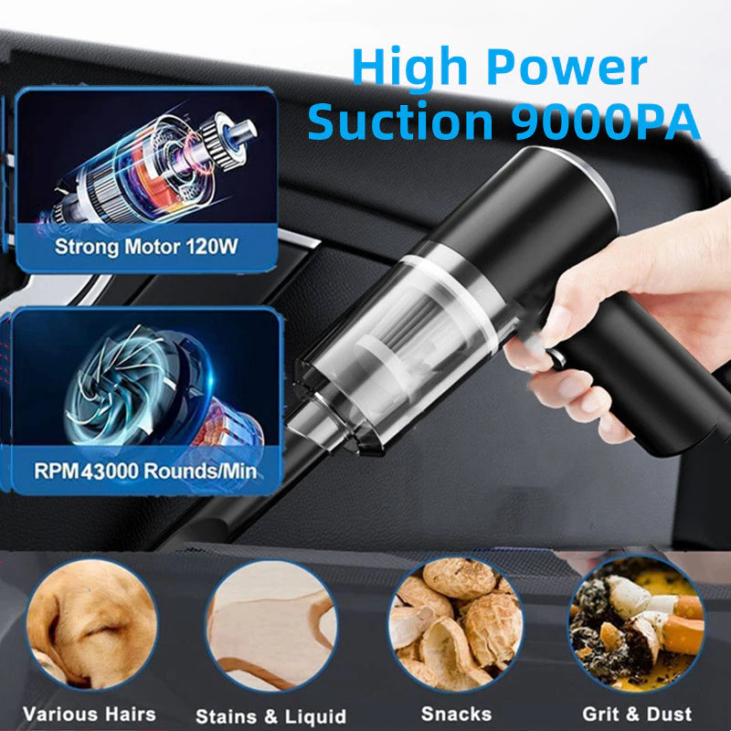 120W Mini Cordless Handheld Vacuum - Portable Rechargeable Wet & Dry Cleaner for Home & Car