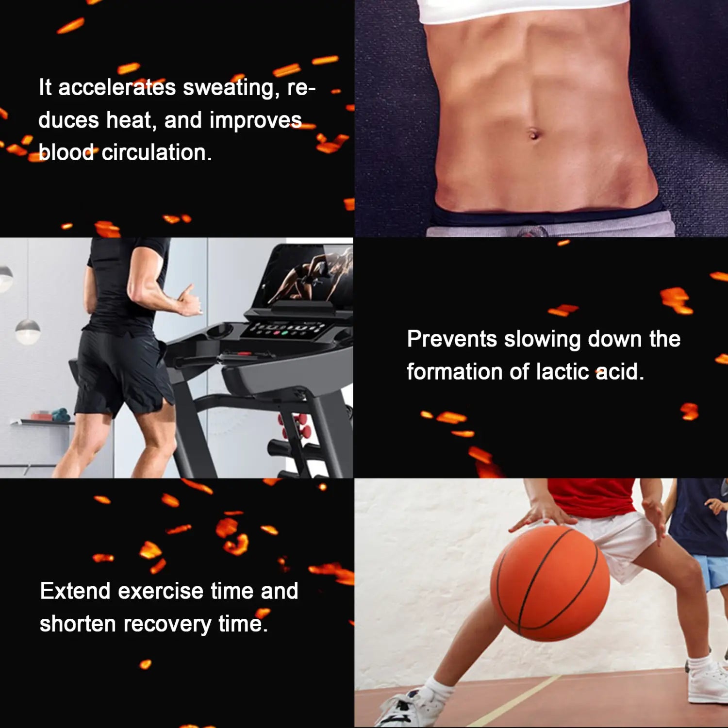 an orange basketball with black lines featured on the packaging of exercise strengthening muscle sweat massage cream for muscle sweat massage use