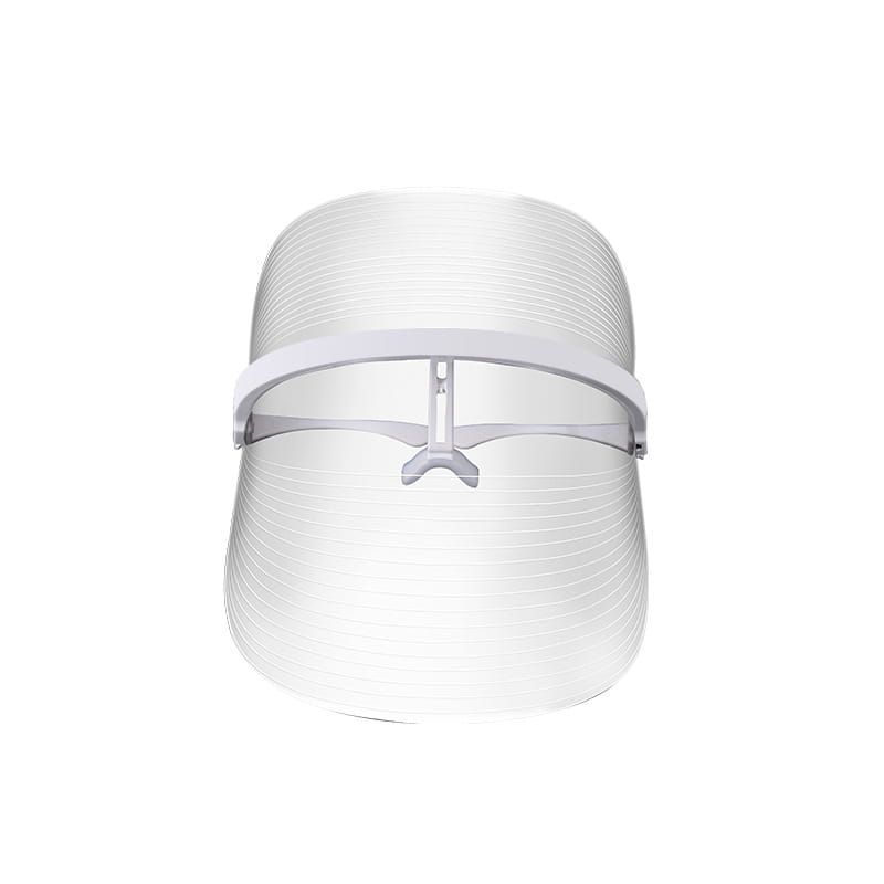White multifunctional facial massager LED beauty mask with a sleek ribbed design and adjustable headband for facial beauty and lifting tool massagers.