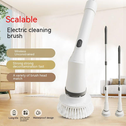 Electric Scrubber Cleaning Wall Long Handle Elbow Telescopic Multifunction Cleaning Brush - Royalessencelux