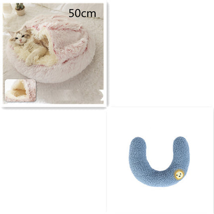 2 In 1 Dog And Cat Bed Pet Winter Bed Round Plush Warm Bed House Soft Long Plush Pets Bed Pet Products - Royalessencelux