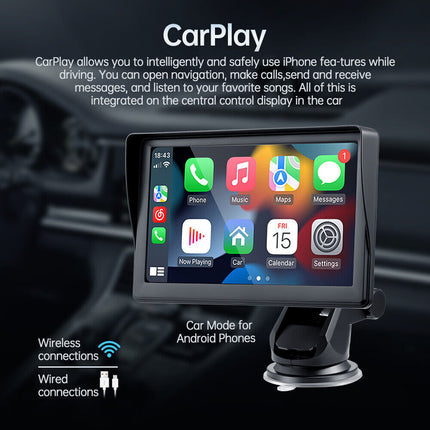 7-inch Portable Wireless Carplay Car Smart Screen MP5 Vehicle Navigation Reversing Player - Royalessencelux