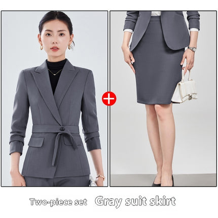 Long Sleeve Small Suit Collar Coat Women's Shirt Pants Suit - Royalessencelux