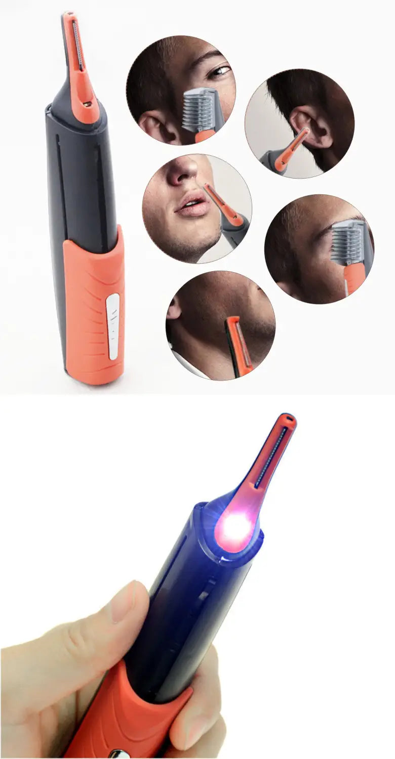 orange and black electric multifunctional shaving machine eyebrow and nose hair trimmer with interchangeable precision blades for facial grooming
