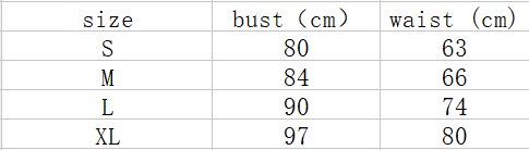 The table displays bust and waist size measurements in centimeters for the pink short sisters off shoulder ruffled dress made from the main fabric across sizes s through xl.