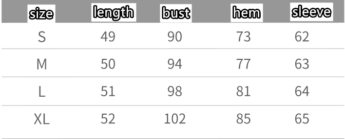 The size chart for the olive green cropped running sport coat by Royale Essence Lux displays measurements in centimeters for sizes S through XL, designed for winter running sport use.