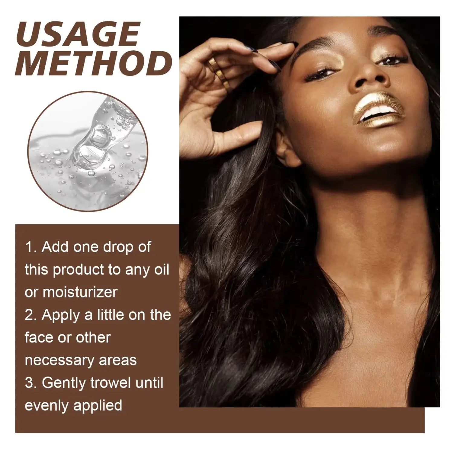 a clear gel-like tanning face serum in a dropper bottle designed for face serum face and skin repair drops application