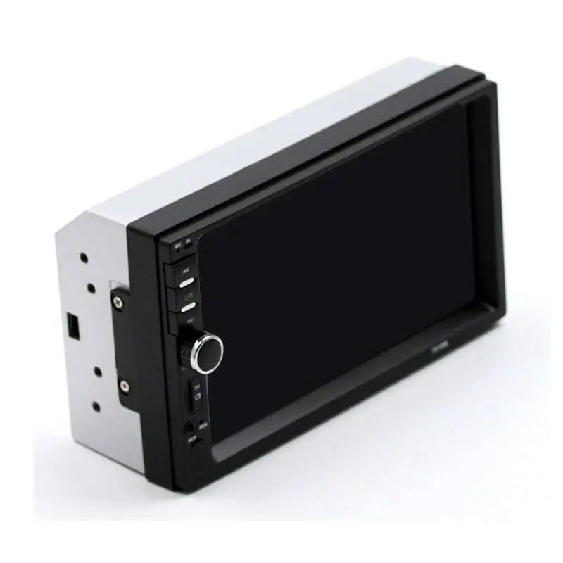 Black and silver 7 inch dual spindle vehicle mp5 car stereo featuring phone interconnection universal and touchscreen display