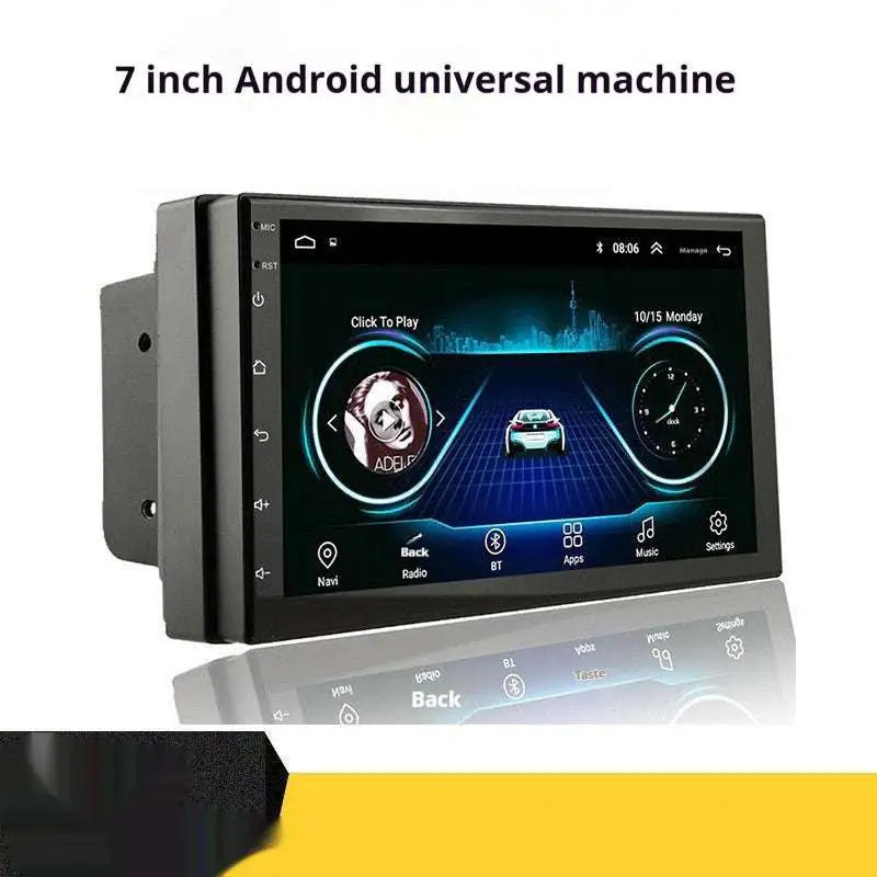 7 inch hd android bluetooth mp5 player in sleek rectangular design with touchscreen showing music and navigation