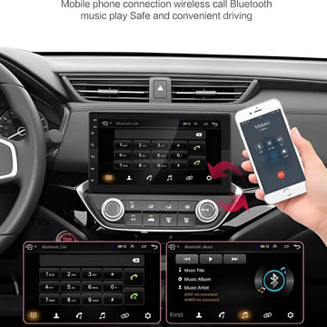 Black 7 inch hd android bluetooth mp5 player with sleek rectangular design silver trim and touchscreen for car use