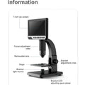 Black 7 inch hd touchscreen digital microscope Royale Essence Lux with removable lens for detailed observation