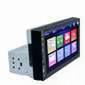 Black 7 inch mp5 player mobile phone interconnection stereo with touchscreen and silver mounting bracket for car use