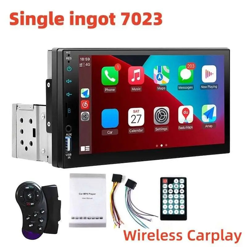 Black 7 inch mp5 player mobile phone interconnection stereo with touchscreen and wireless carplay compatibility