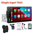 Black 7 inch mp5 player mobile phone interconnection car stereo with touchscreen, remote, camera, wiring harnesses, and manual