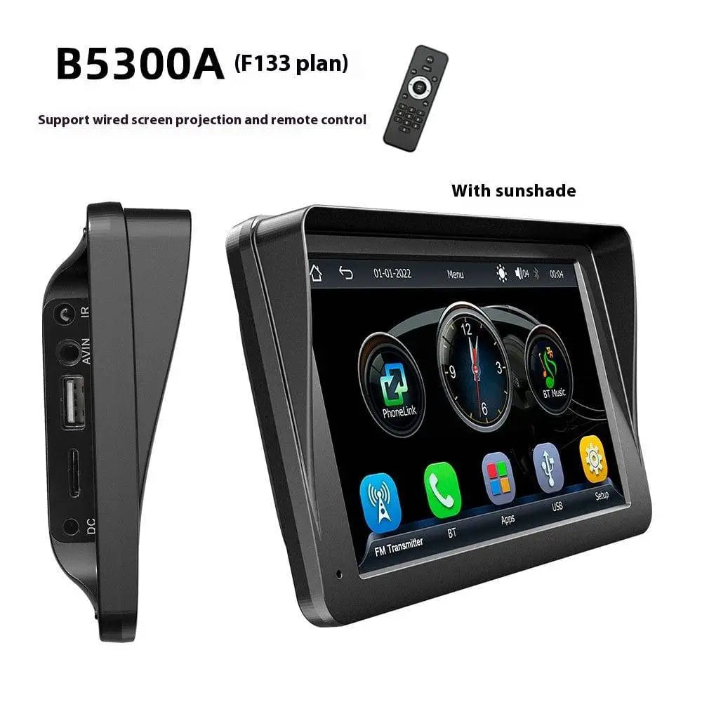 Black b5300a portable car player with 7 inch touchscreen display and large screen vehicle remote control