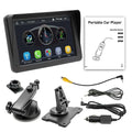 Black 7 inch portable car player with touchscreen display and large screen vehicle design featuring multiple connectivity options