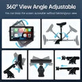 Adjustable 360-degree view angle car phone mount with black and silver metallic finish for portable wireless carplay car smart screen