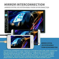 Black 7 inch touch screen car mp5 player with bluetooth showing blue sports car and control buttons for rear view camera