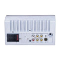 Silver aluminum 7 inch touchscreen car bluetooth mp5 player backside with multiple audio and video rca output ports