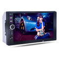 Black 7 inch touchscreen car bluetooth mp5 calling mp5 player with sleek modern design and silver control panel accents