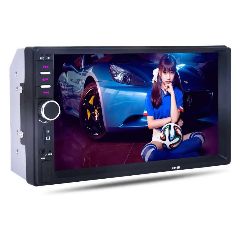 Black 7 inch touchscreen car bluetooth mp5 calling mp5 player with sleek modern design and silver control panel accents