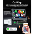 Black and silver 7 inch touchscreen vehicle-borne bluetooth player car stereo with wired and wireless connectivity showing iphone apps
