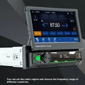 Black and silver 7 inch touchscreen vehicle-borne bluetooth player car stereo displaying fm radio frequencies