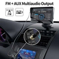 Black car stereo rear view with fm and aux multi audio output ports for wireless carplay display powered by cigarette lighter connection