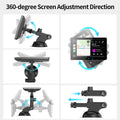Black 360-degree adjustable car mount for smartphones with wireless carplay display powered by cigarette lighter connection