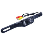 Black plastic rearview camera with integrated led lights and rca connectors for 7 inch wireless suction cup display hd rearview system