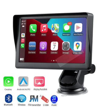 Black 7 ips car smart screen infotainment system with wireless carplay android auto and connectivity features display