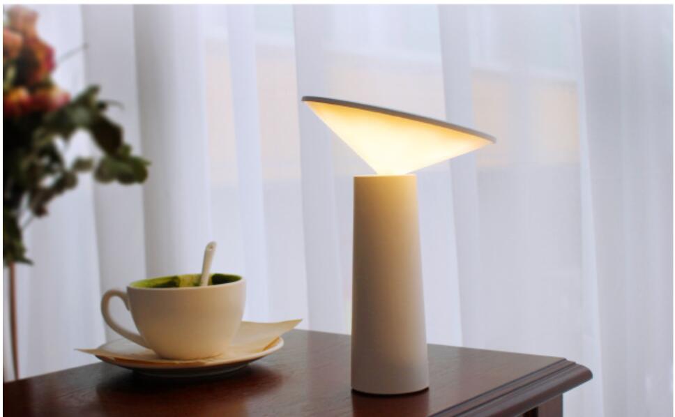 Minimalist Touch table lamp USB LED set featuring a sleek beige cylindrical base and a softly glowing conical shade ideal for led reading and lamp USB LED use.