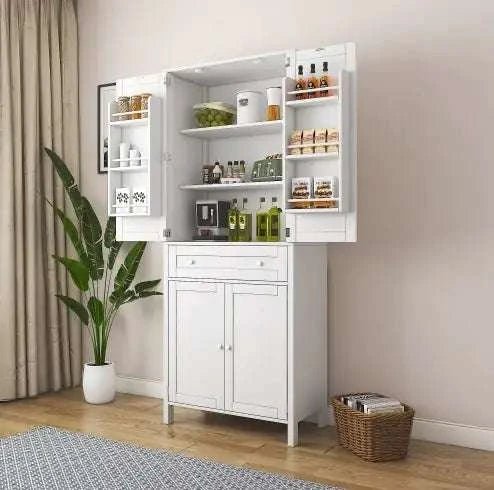70.87Tall Kitchen Pantry, Storage Cabinet , Kitchen Cabinet , Drawer And Adjustable Shelves, For Kitchen, Dining Room, White - Royalessencelux